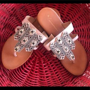 Anthropologie Embroidered Sandals